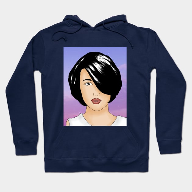 Hand Drawn Short Hair Girl Hoodie by GerrArt